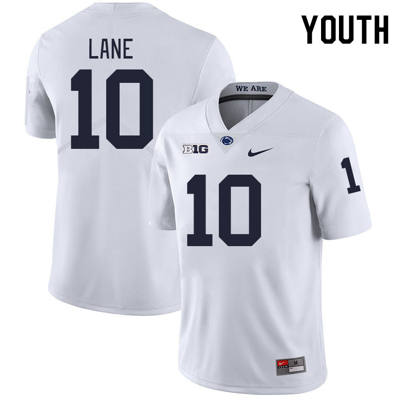 Youth #10 Dejuan Lane Penn State Nittany Lions College Football Jerseys Stitched-White